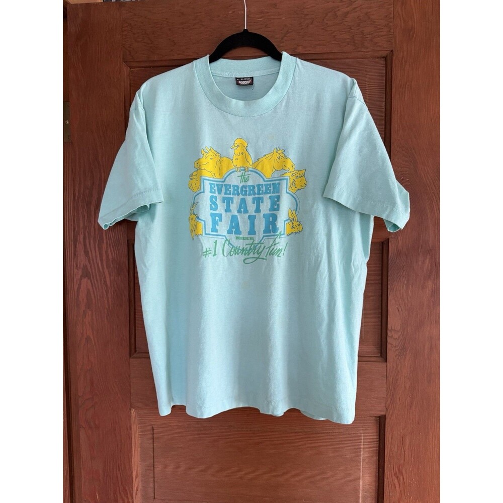 Vintage Evergreen State Fair Single Stitch T Shirt Size XL Monroe Washington